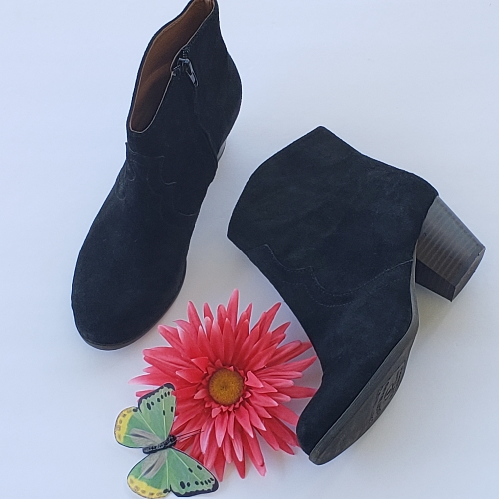 Lucky Brand Suede Leather Booties Womens Size 7.5
